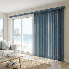 Load image into Gallery viewer, Ann (Ann Sapphire) 3 1/2 Inch Signature Pvc Vertical Blinds installed in a modern living space, delivering sleek functionality and room-darkening capabilities.