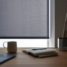 Load image into Gallery viewer, Add contemporary flair with Contemporary Fabric Light Filtering Roller Shades' charcoal gray patterned fabric, perfect for home offices or creative spaces.