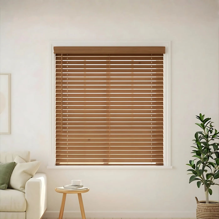 2" Classic Cordless Faux Wood Blinds - Woodtone