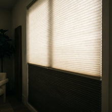 Load image into Gallery viewer, Showcasing Creamy White (Anthracite) 9 16 Classic Single Cell Daynight Cordless Shades in a bright living space, upgrading the decor with sleek functionality.