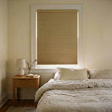Load image into Gallery viewer, Upgrade your warm bedroom with Warm Brown (Fawn) 9 16 Inch Classic Single Cell Blackout Cordless Shades, keeping the space completely shaded from harsh glare.