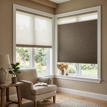 Load image into Gallery viewer, Beautiful Warm Brown (Sticks & Stones) 9 16 Classic Single Cell Daynight Cordless Shades providing a stylish touch to this inviting living space, upgrading the decor with sleek functionality.