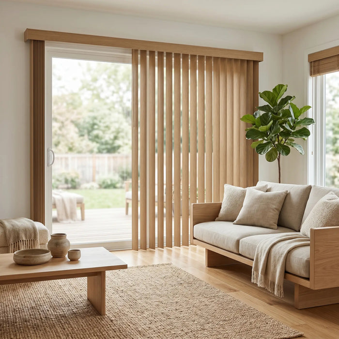 Classic Faux Wood Vertical Blinds | Smooth Woodgrain Finish
