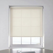 Load image into Gallery viewer, A set of White Sandstone (5 Percent Openness) ProGrade solar shades providing energy efficiency and solar protection on a large window.
