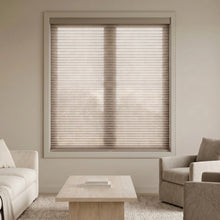 Load image into Gallery viewer, Beautiful Beige (Sticks &amp; Stones) 9 16 Classic Single Cell Light Filtering Cordless Shades providing a stylish touch to this warm living space, softening harsh rays while keeping the space bright.
