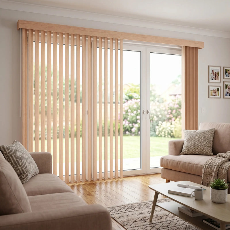 Classic Faux Wood Vertical Blinds | Textured Woodgrain Finish