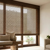 Warm up your space with Woven Wood Cordless Top Down Bottom Up Shades, adding a touch of rustic charm with adjustable privacy and versatile lighting solutions.