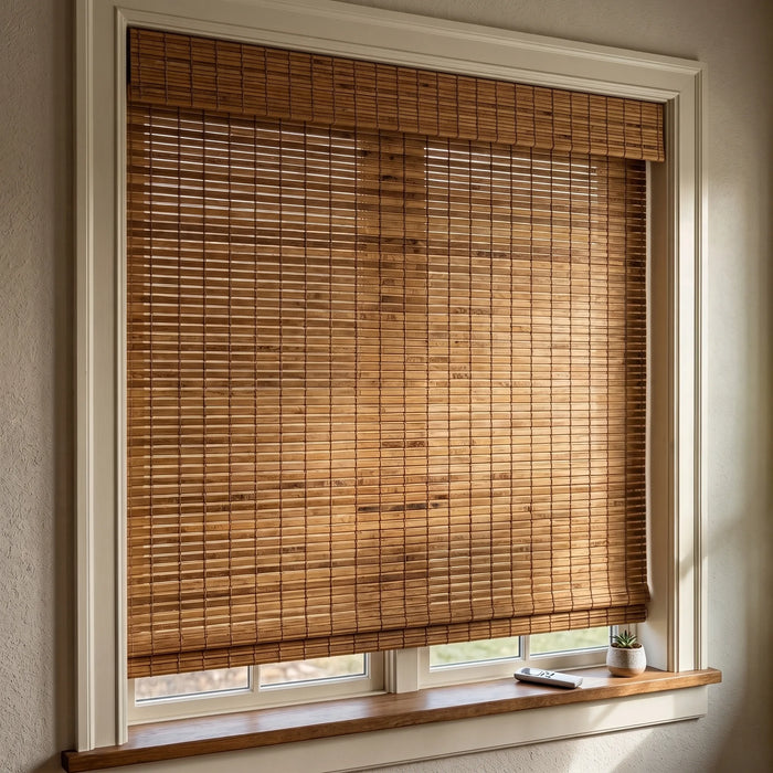 Motorized Woven Wood Shades
