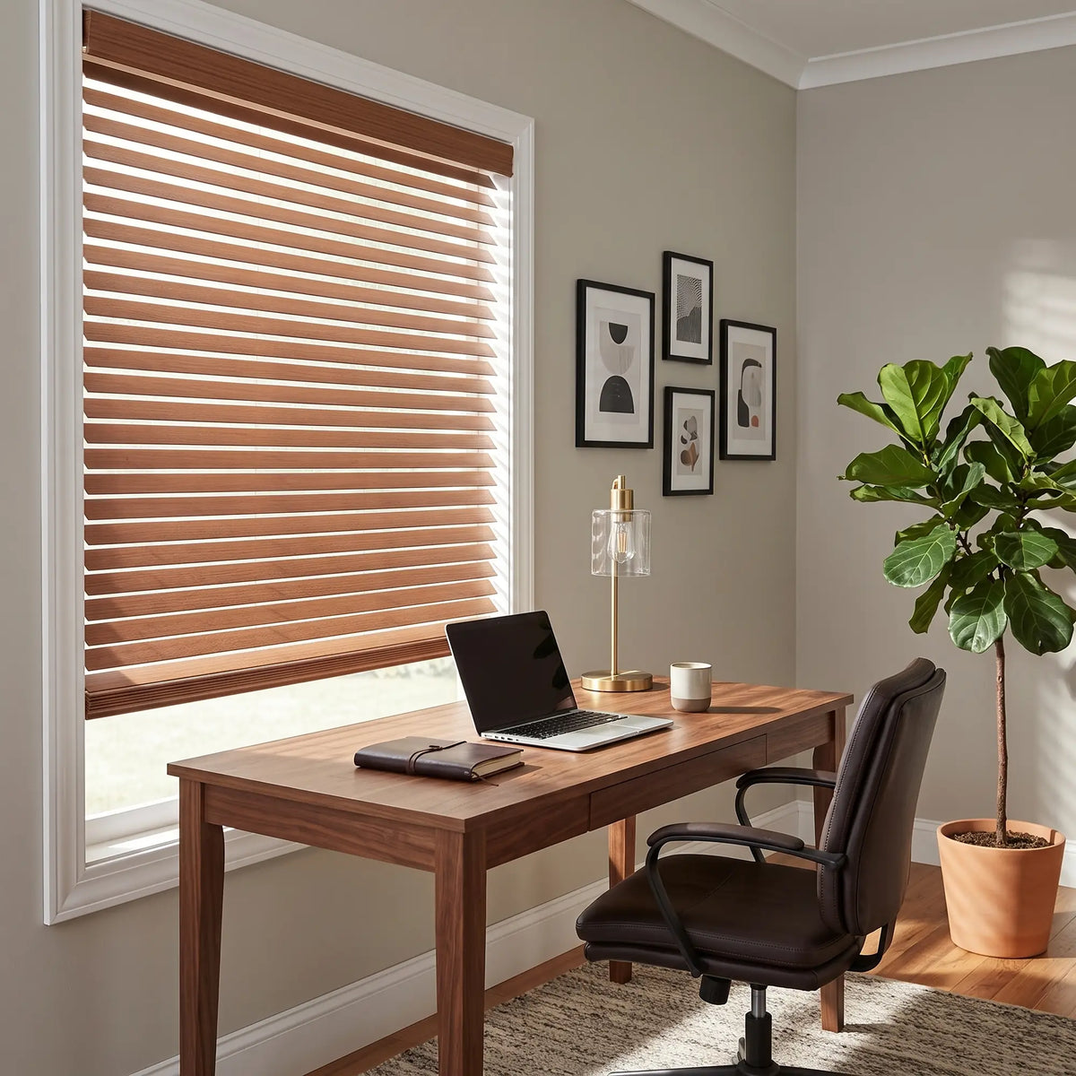 2" Classic Cordless Faux Wood Blinds - Woodtone