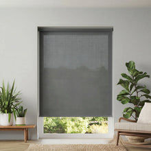 Load image into Gallery viewer, Versatile Charcoal Signature light filtering roller shades adding a clean, modern look to a residential window.
