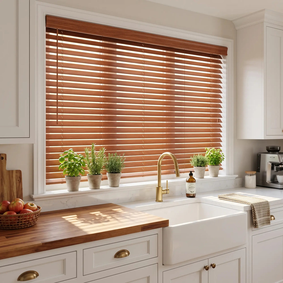 2" Classic Cordless Faux Wood Blinds - Woodtone