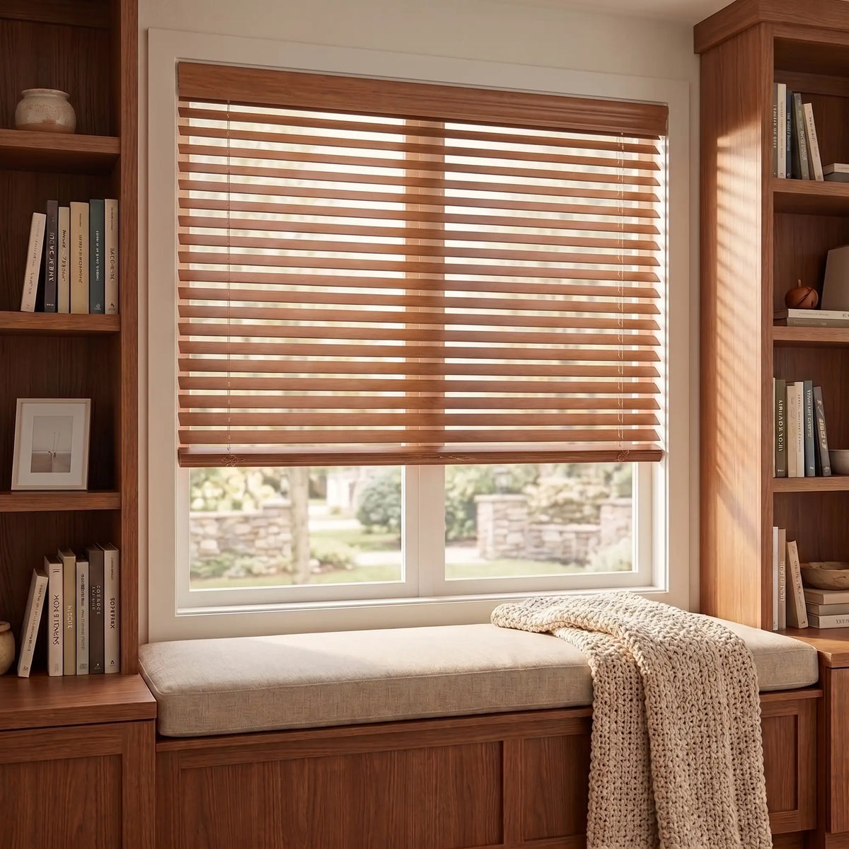 2" Classic Cordless Faux Wood Blinds - Woodtone