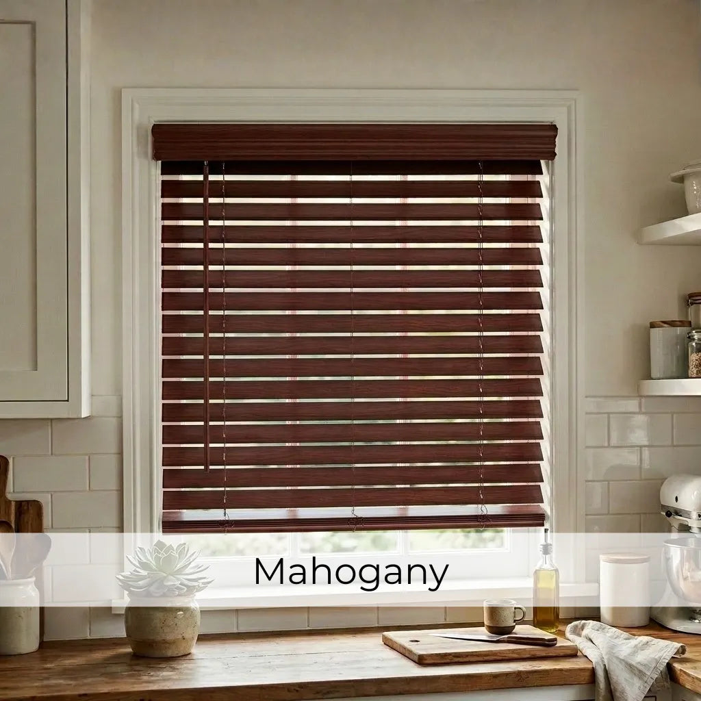 2" Classic Cordless Faux Wood Blinds - Woodtone