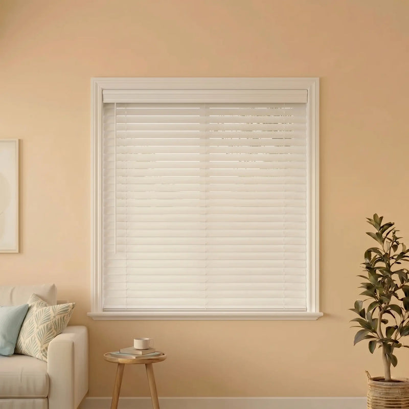 2" Classic Cordless Faux Wood Blinds - White