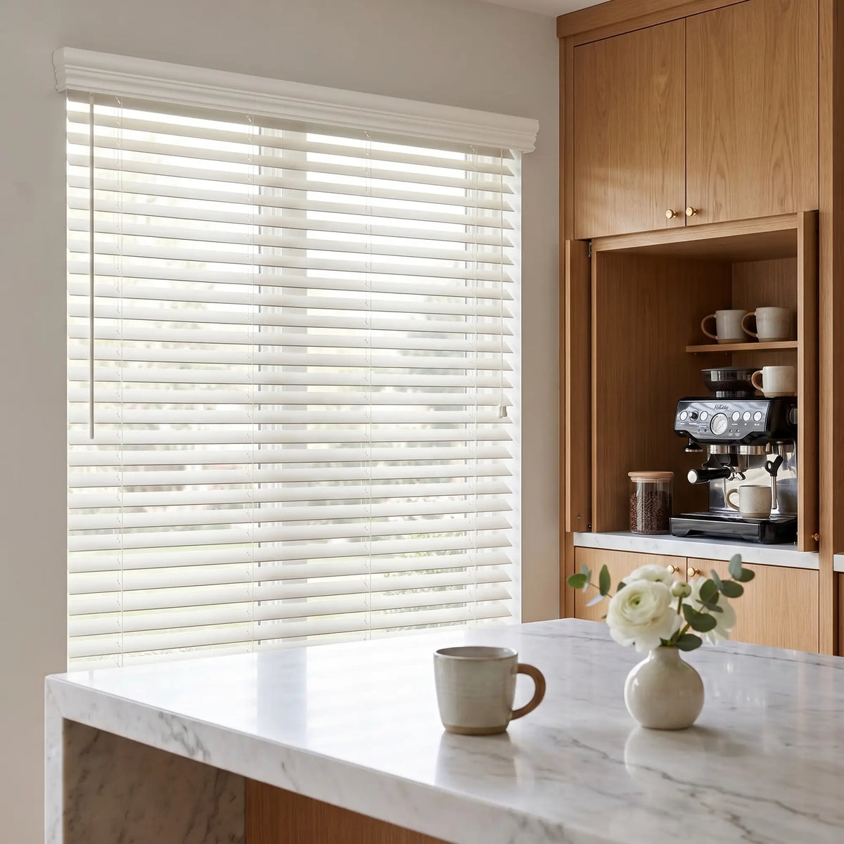 2" Premier Cordless Faux Wood Blinds