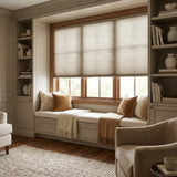 Elegant Creamy White (Pewter) 3 8 Inch Budget Single Cell Light Filtering Cordless Shades complementing a modern living space, protecting furniture from fading while maintaining a bright feel.