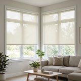 Elegant and inviting, this Premier 3% Solar Screen Roller Shade in creamy white enhances relaxation with UV protection for optimal comfort

