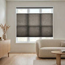 Load image into Gallery viewer, A look at Dark Gray (Anthracite) 9 16 Classic Single Cell Light Filtering Cordless Top Downbottom Up Cordless Shades inside a inviting living space, softening incoming light with dual-directional adjustments.
