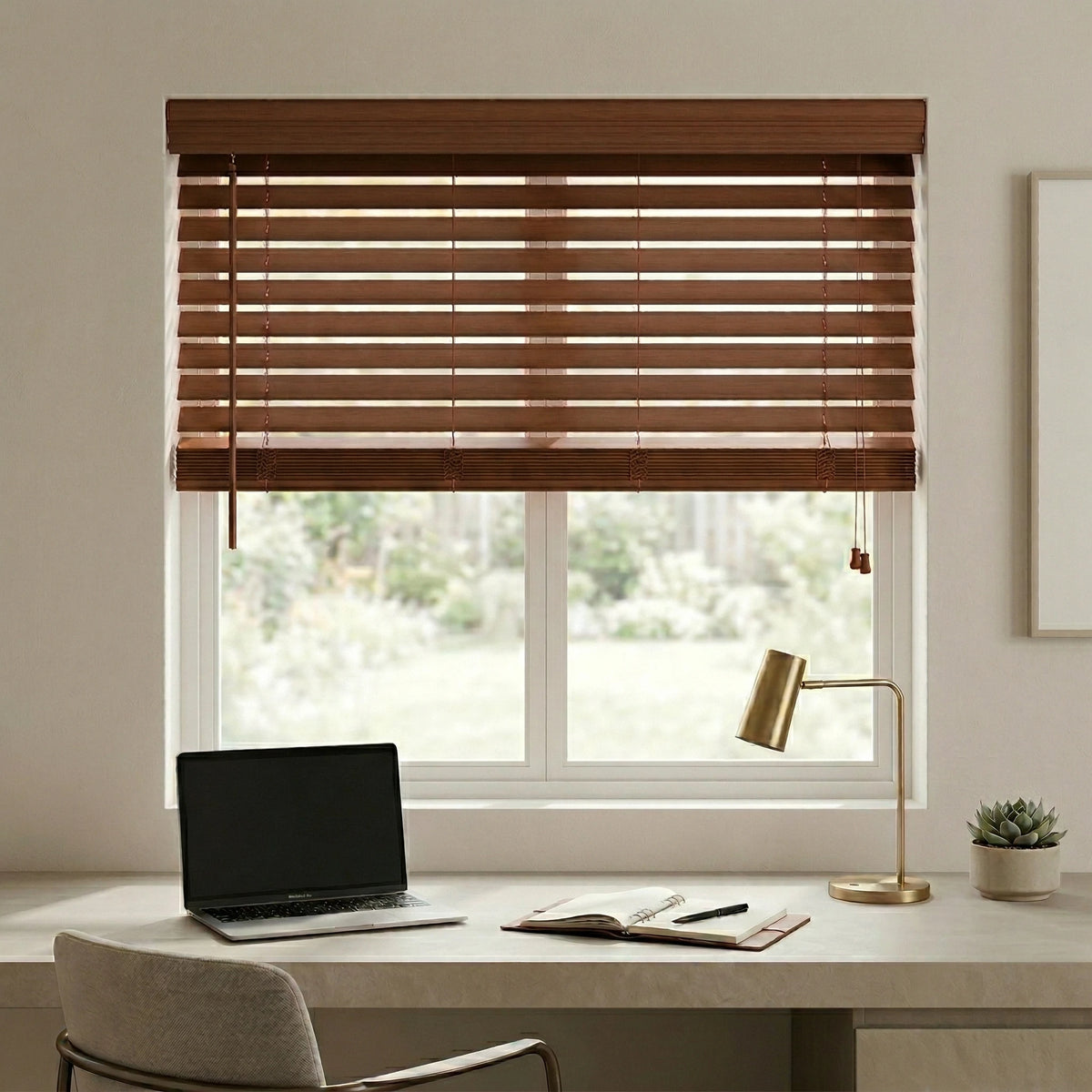2" Premier Cordless Faux Wood Blinds