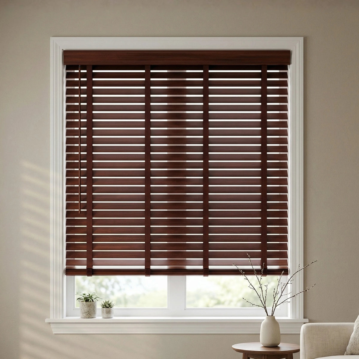 2" Signature Cordless Faux Wood Blinds - Woodtone