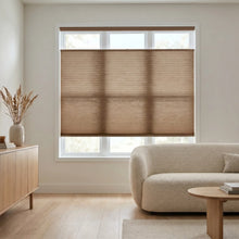 Load image into Gallery viewer, Styling a cozy living room with Warm Beige (Warm Cocoa) 9 16 Classic Single Cell Light Filtering Cordless Top Downbottom Up Cordless Shades, softening incoming light with dual-directional adjustments.
