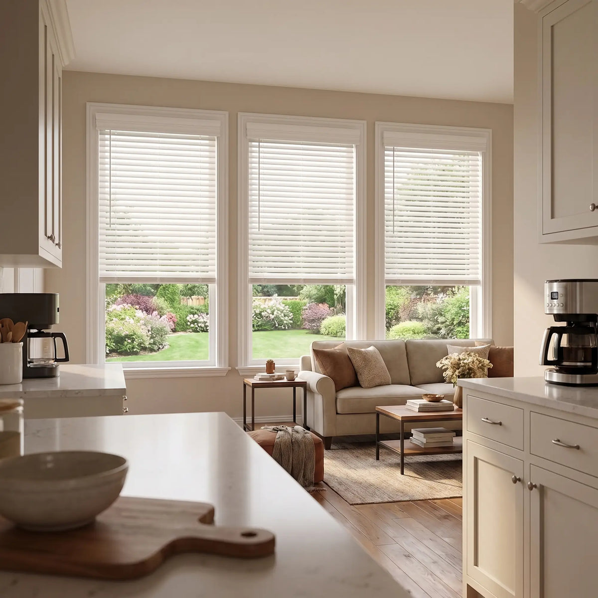 2" Classic Cordless Faux Wood Blinds - White