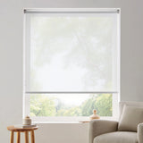 Additional view of white sheer light filtering roller shades, highlighting the high-clarity view to the outdoors.